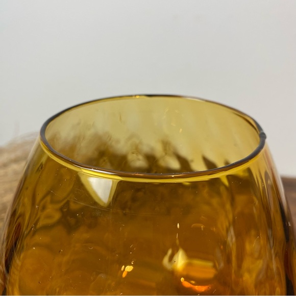 Empoli Amber Art Glass Snifter Optic Pattern, Mid Century Glass - Picture 4 of 8